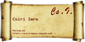 Csiri Imre névjegykártya